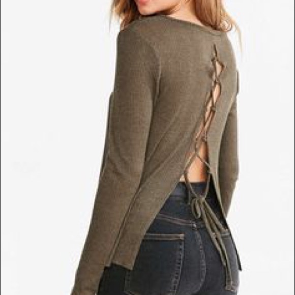 Kimchi Blue Sweaters - UO v-neck sweater lace up back